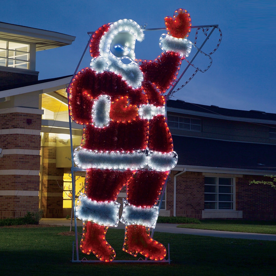 animated outdoor christmas decor Holiday Lighting Specialists 17ft Animated Waving Santa Outdoor Christmas Decoration with LED