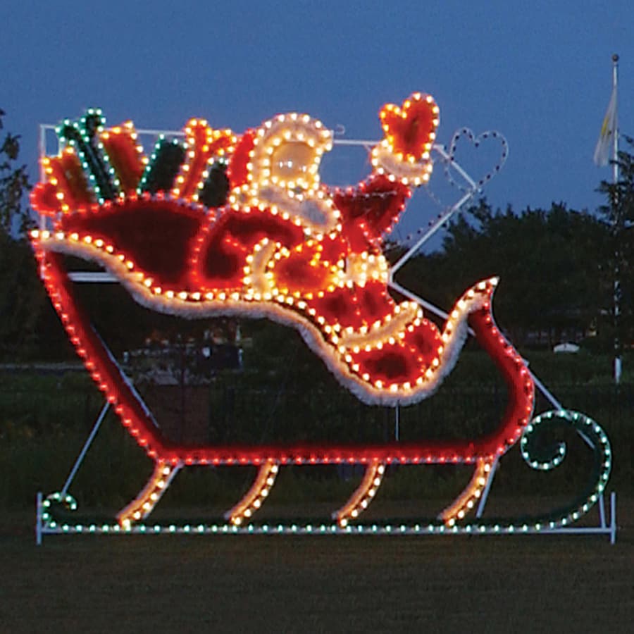 outdoor christmas decor led Holiday Lighting Specialists 12.2ft Animated Sleigh Outdoor Christmas Decoration with LED