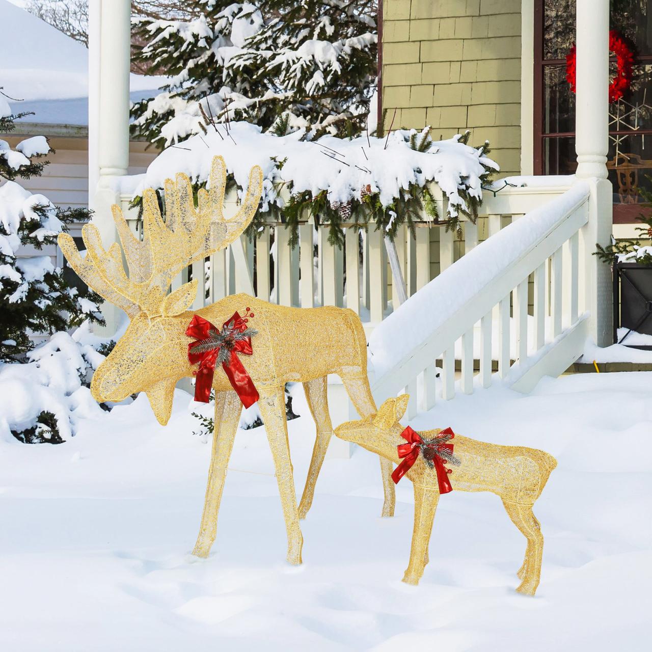 veikous outdoor christmas decorations VEIKOUS 2Piece Deer Outdoor Christmas Decoration for Yard with Lights