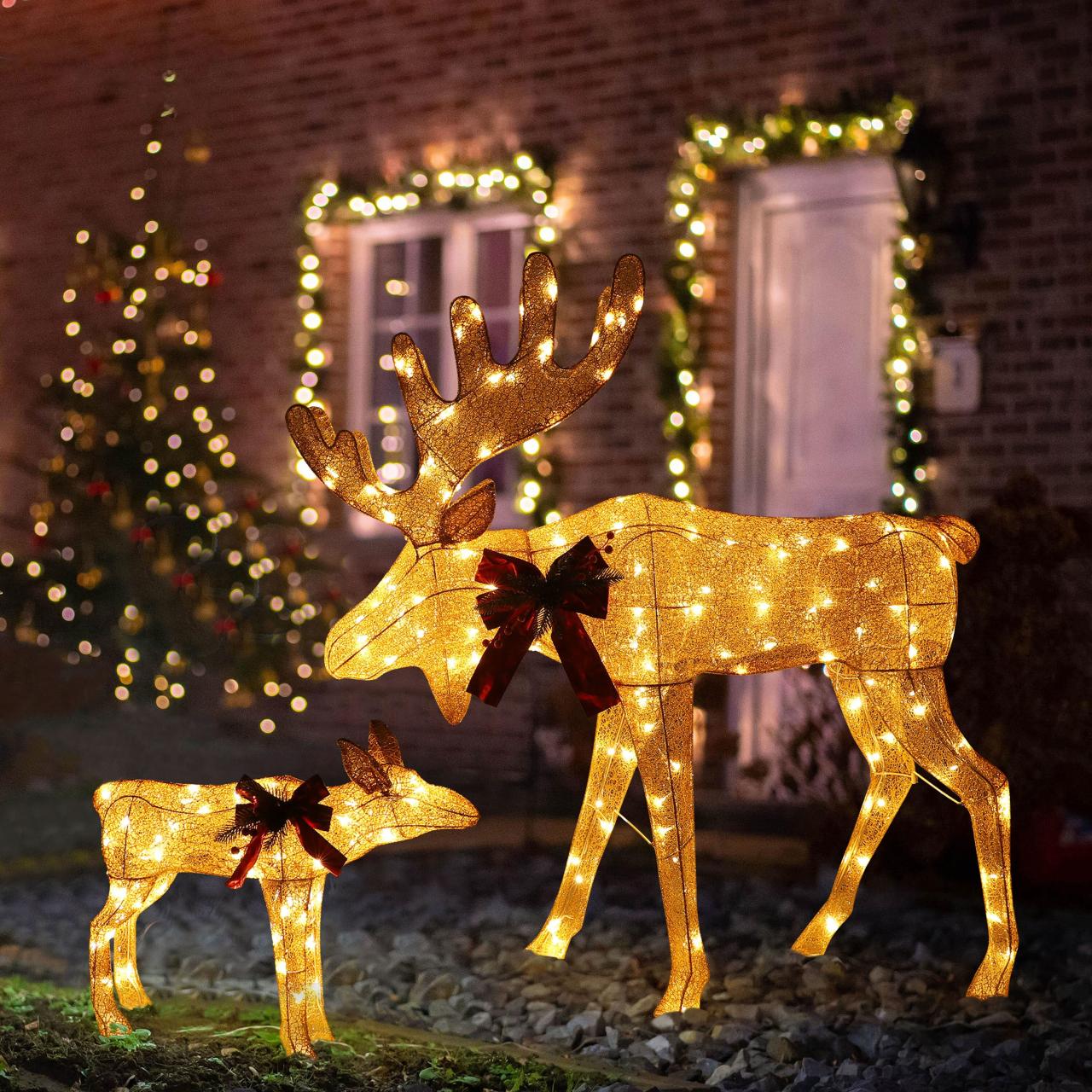 veikous outdoor christmas decorations VEIKOUS 2Piece Deer Outdoor Christmas Decoration for Yard with Lights