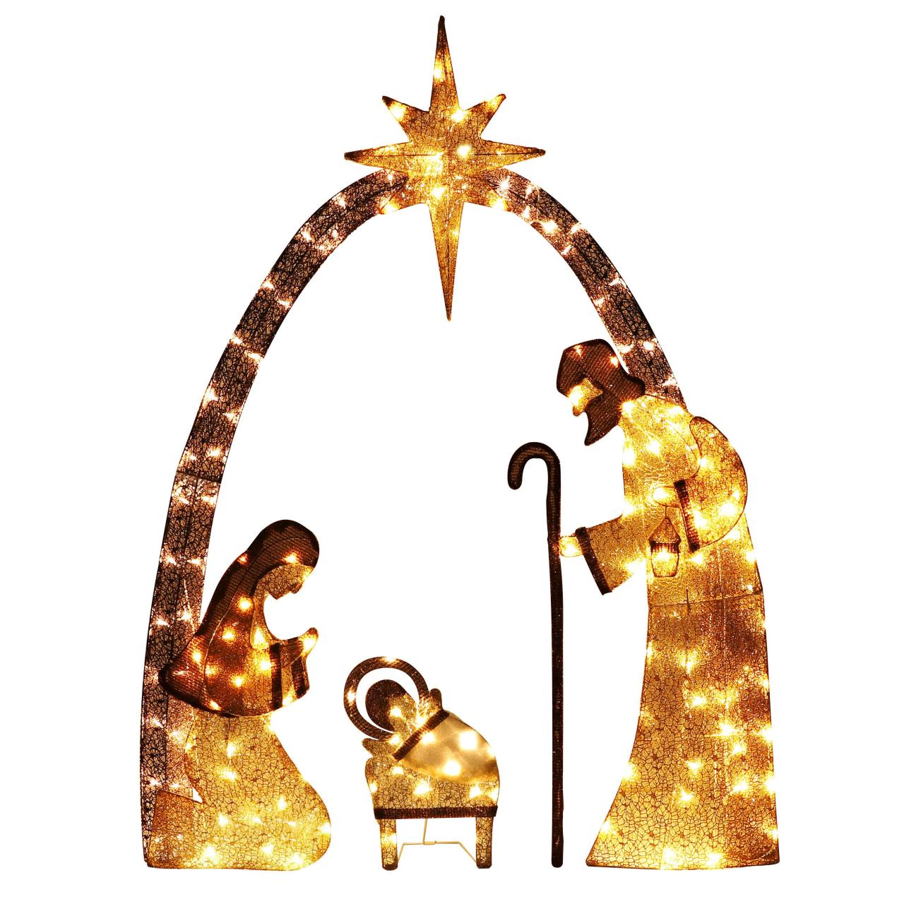 veikous outdoor christmas decorations VEIKOUS Nativity Scene 60in Nativity Free Standing Decoration with