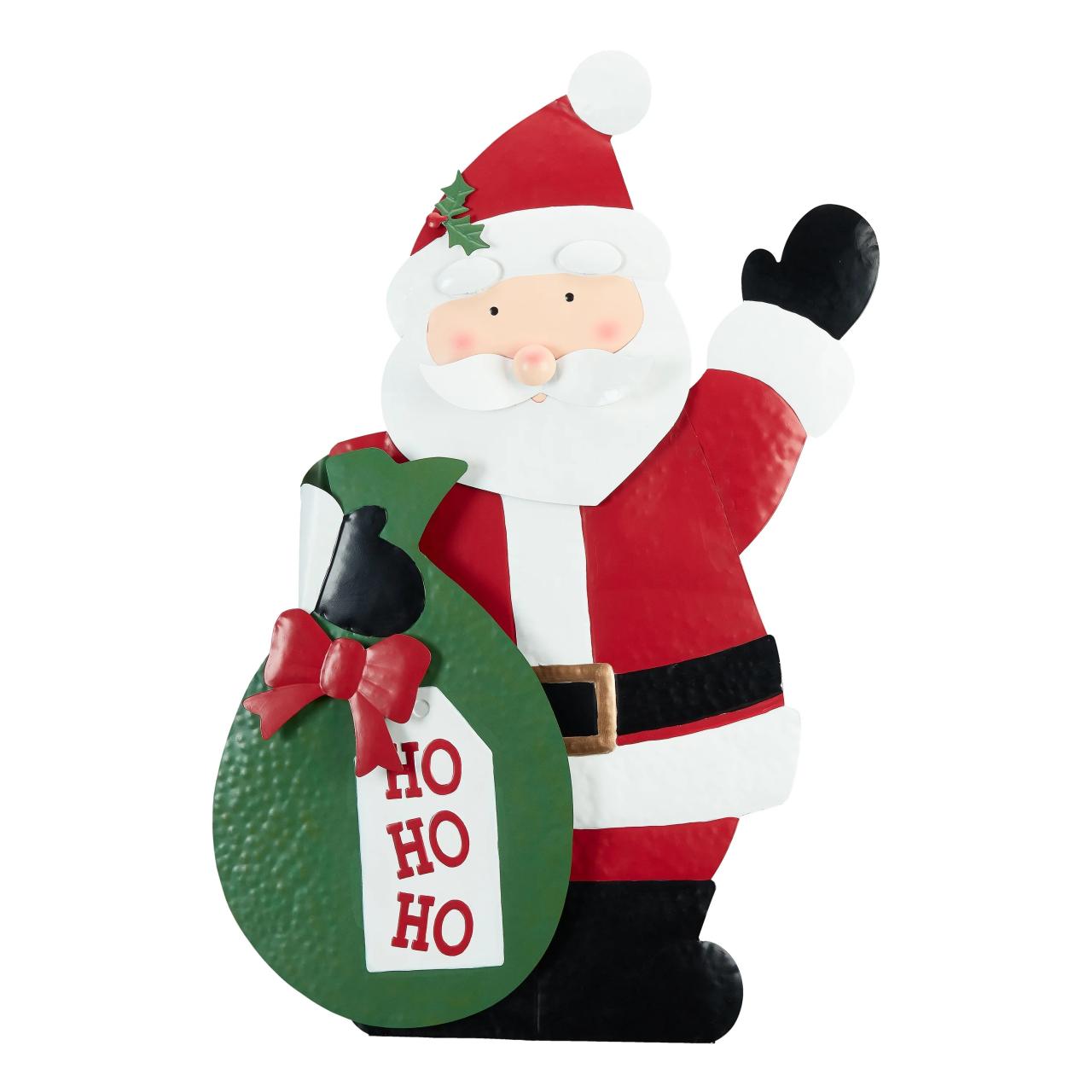 christmas metal outdoor decor Holiday Time Metal Santa Stake Outdoor Christmas Decoration, 23.5" x 36"