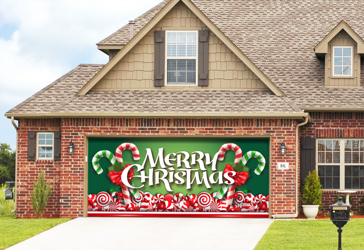 christmas decor for garage door Christmas Candy Standard 2 Car Fits a 7'x16' Garage Door CCC2C