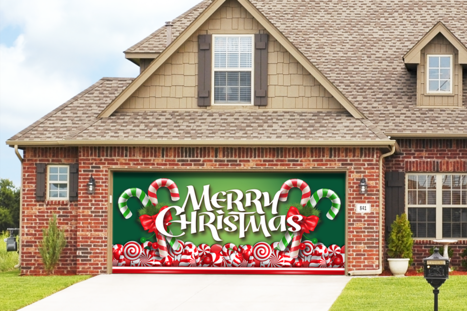 christmas decor garage door Christmas Candy Standard 2 Car Fits a 7'x16' Garage Door CCC2C