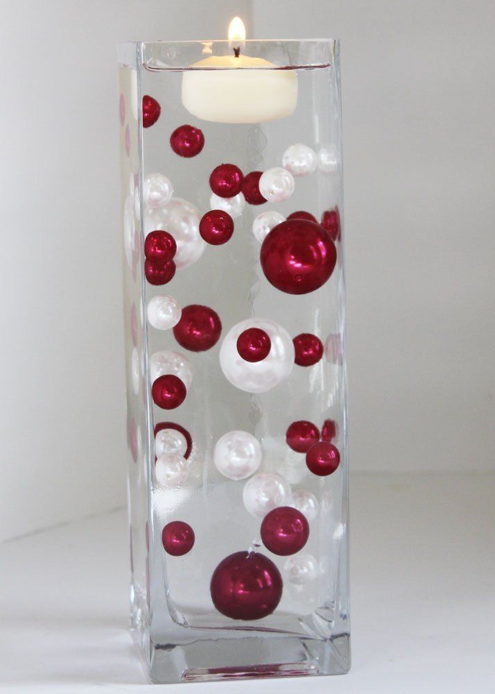 christmas decor with water beads Unique Red & White Pearl Beads Including Clear JellyBeadZ for Wedding Centerpieces and