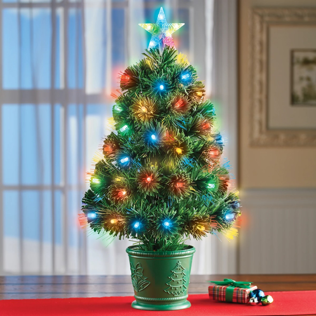 fiber optic christmas decor 24 Inch LED Lighted Fiber Optic Tabletop Christmas Tree Collections Etc.