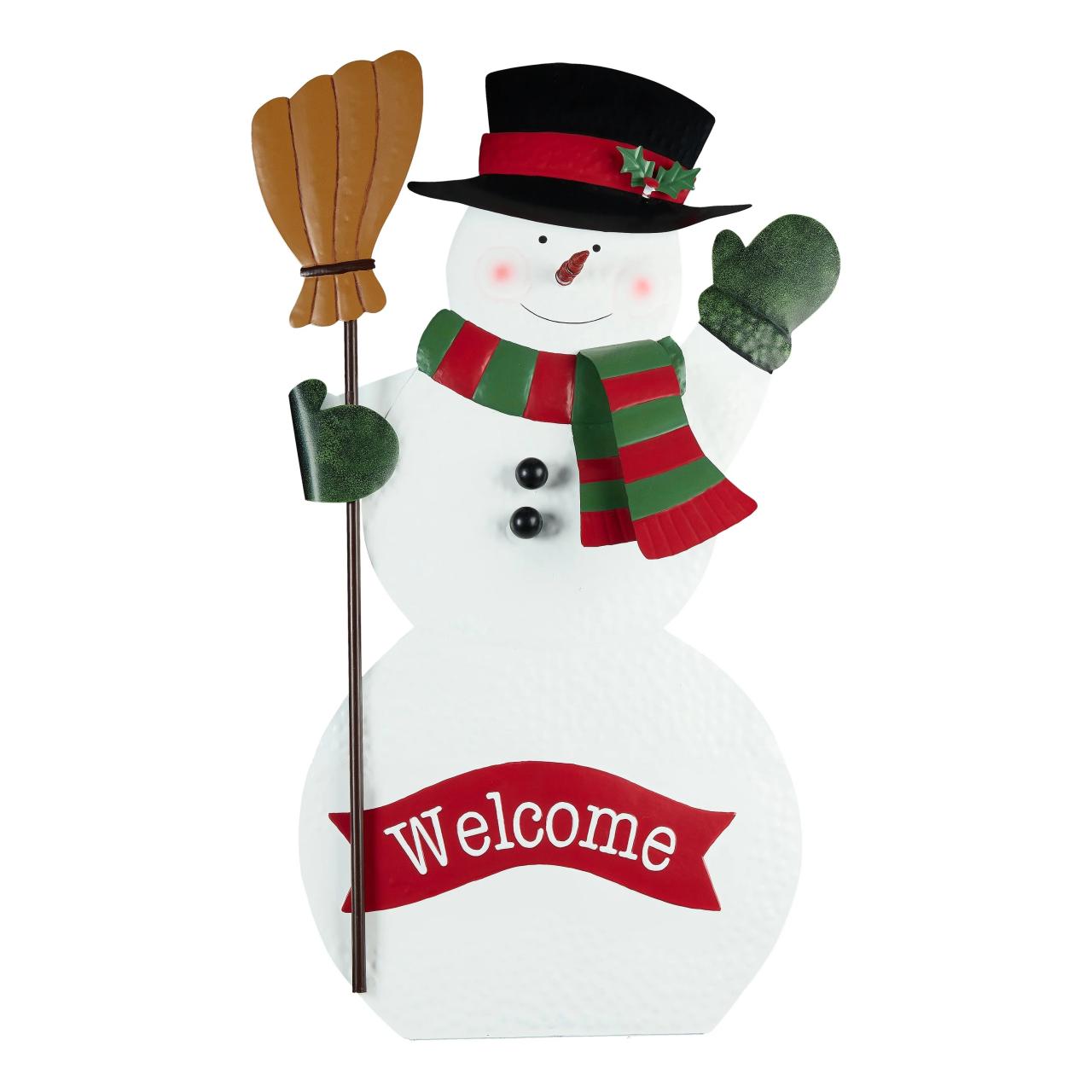 metal outdoor christmas decor Holiday Time Metal Snowman Stake Outdoor Christmas Decoration, 23.5" x 36"