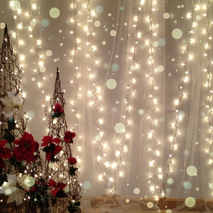 christmas decor ideas backdrop DIY Christmas Backdrop with White Lights and Tulle