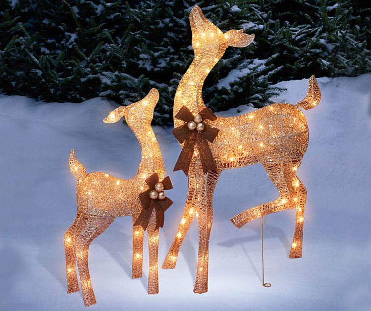 big lots outdoor christmas decor LightUp Outdoor Christmas Deer Set, 2Piece, Champagne Big Lots Outdoor christmas