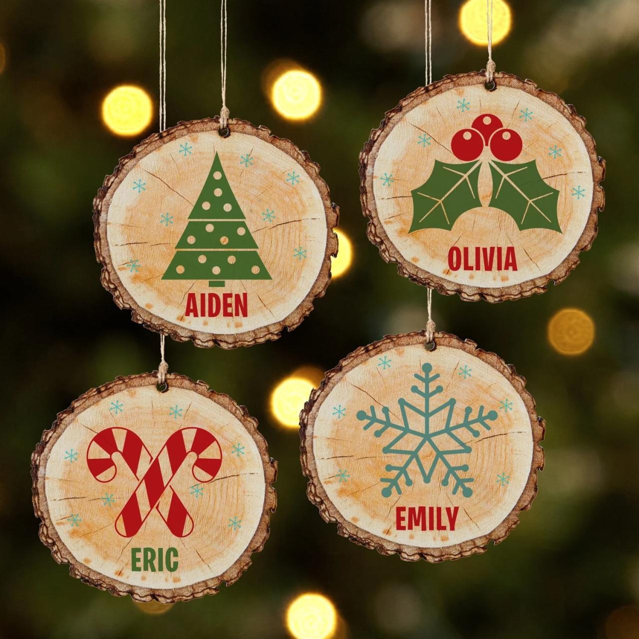 christmas ornaments sale online Personalized Rustic Charm Wooden Christmas Ornament Available in 4