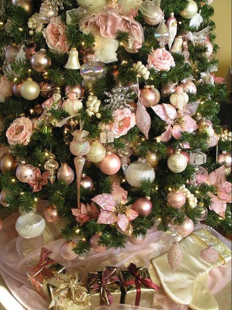 pink decor for christmas tree Pink And Gold Christmas Decoration Ideas 17 HomeDecorish Gold christmas tree