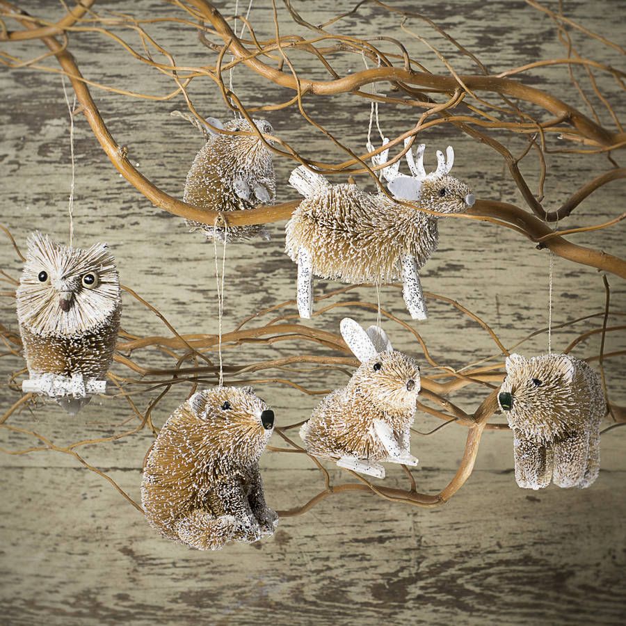 woodland creatures christmas decor Glitter Woodland Animal Christmas Tree Decoration Woodland christmas