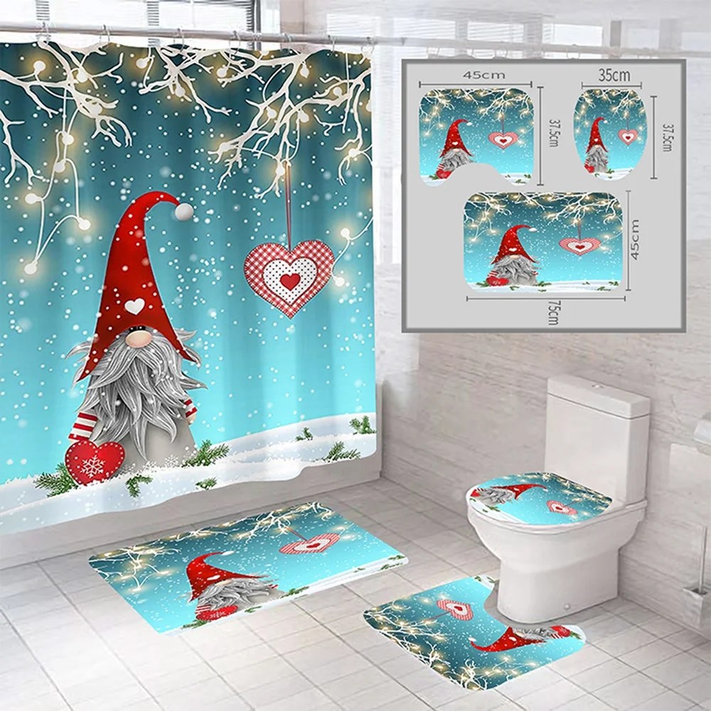 christmas bathroom decor walmart 4piece Christmas Bathroom Set, Traditional Scandinavian Christmas Gnome Bathroom Decor with