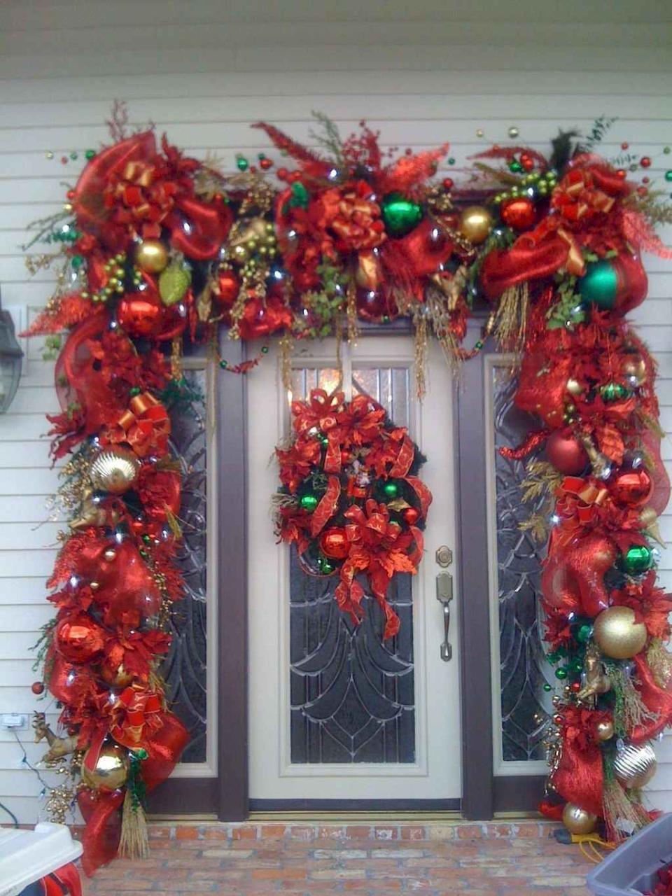 christmas decorations for patio doors 60 Beautiful Outdoor Christmas Decoration Ideas Front door christmas