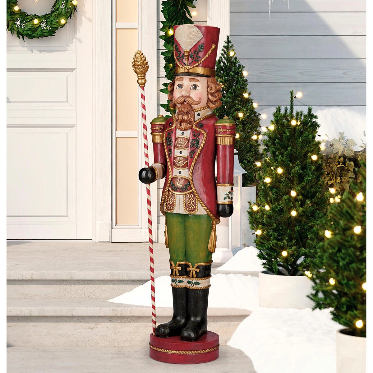 christmas decorations outdoor nutcracker 6ft (182.8 cm) Resin Woodlook Indoor/Outdoor Christmas Nutcracker