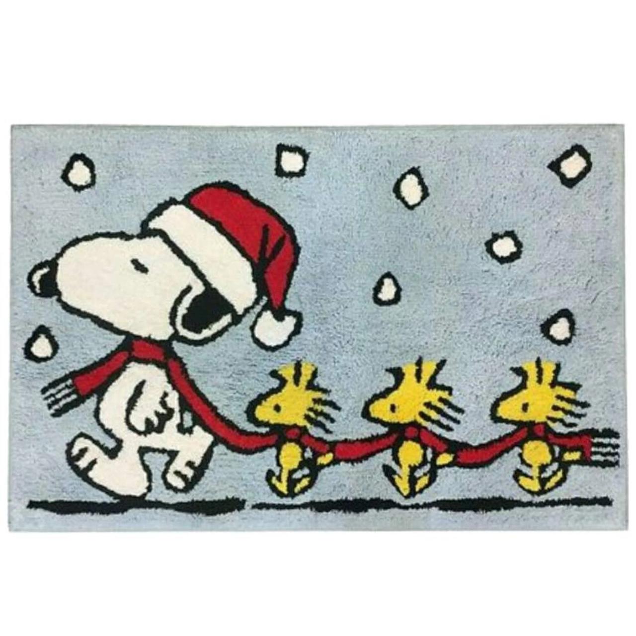 peanuts christmas bathroom decor Peanuts Christmas Bath Rug, Snoopy & Woodstock Design 20 x 30 Inches