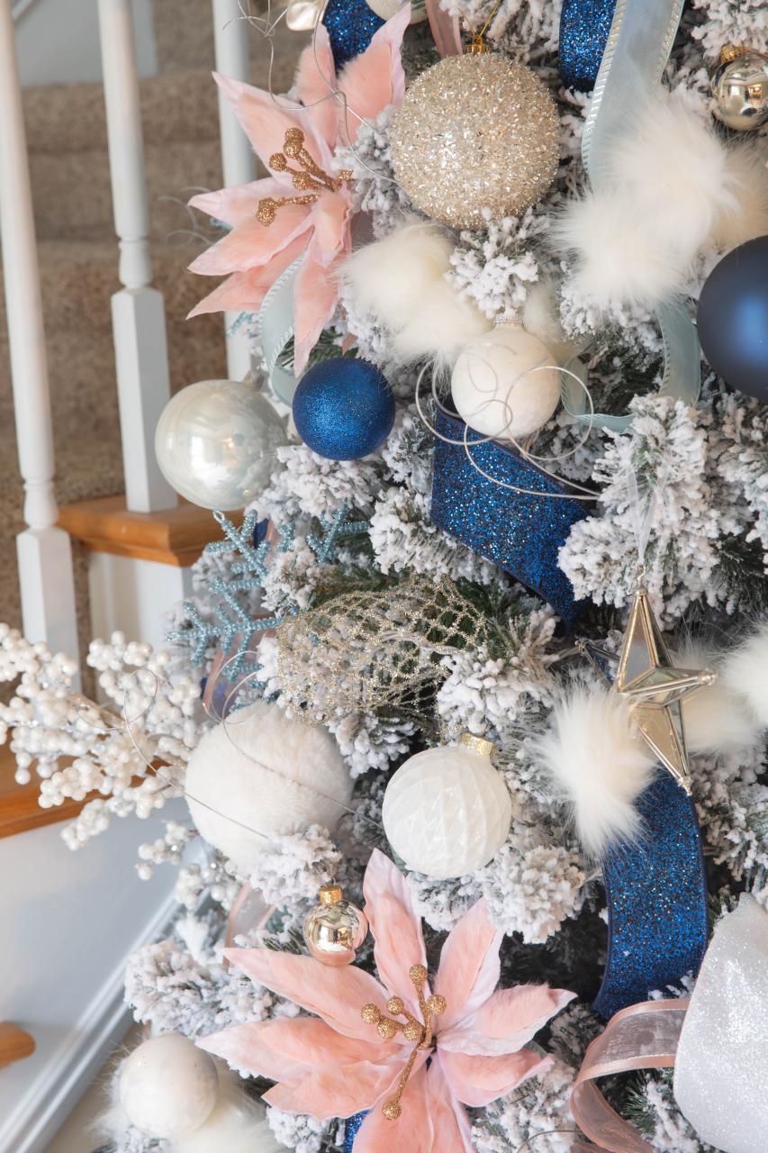 navy blue christmas decor Pink and Navy Christmas Tree Newport Lane