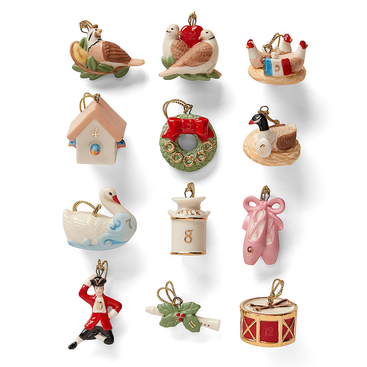 12 days of christmas decor Twelve Days of Christmas 12Piece Ornament Set Ceramic christmas decorations, Christmas