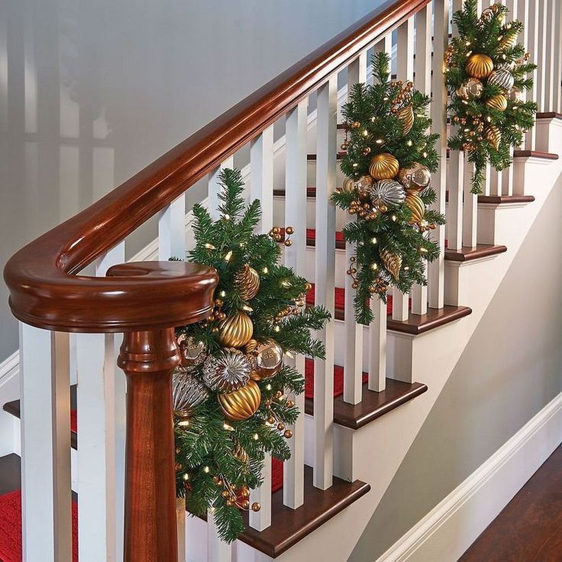 christmas decorating ideas for stairs 54 Easy Inexpensive Indoor Decorating Ideas for Christmas Christmas