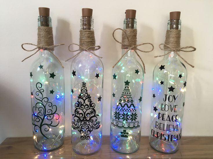 christmas wine bottle decor Light Up Wine Bottle Christmas Decor