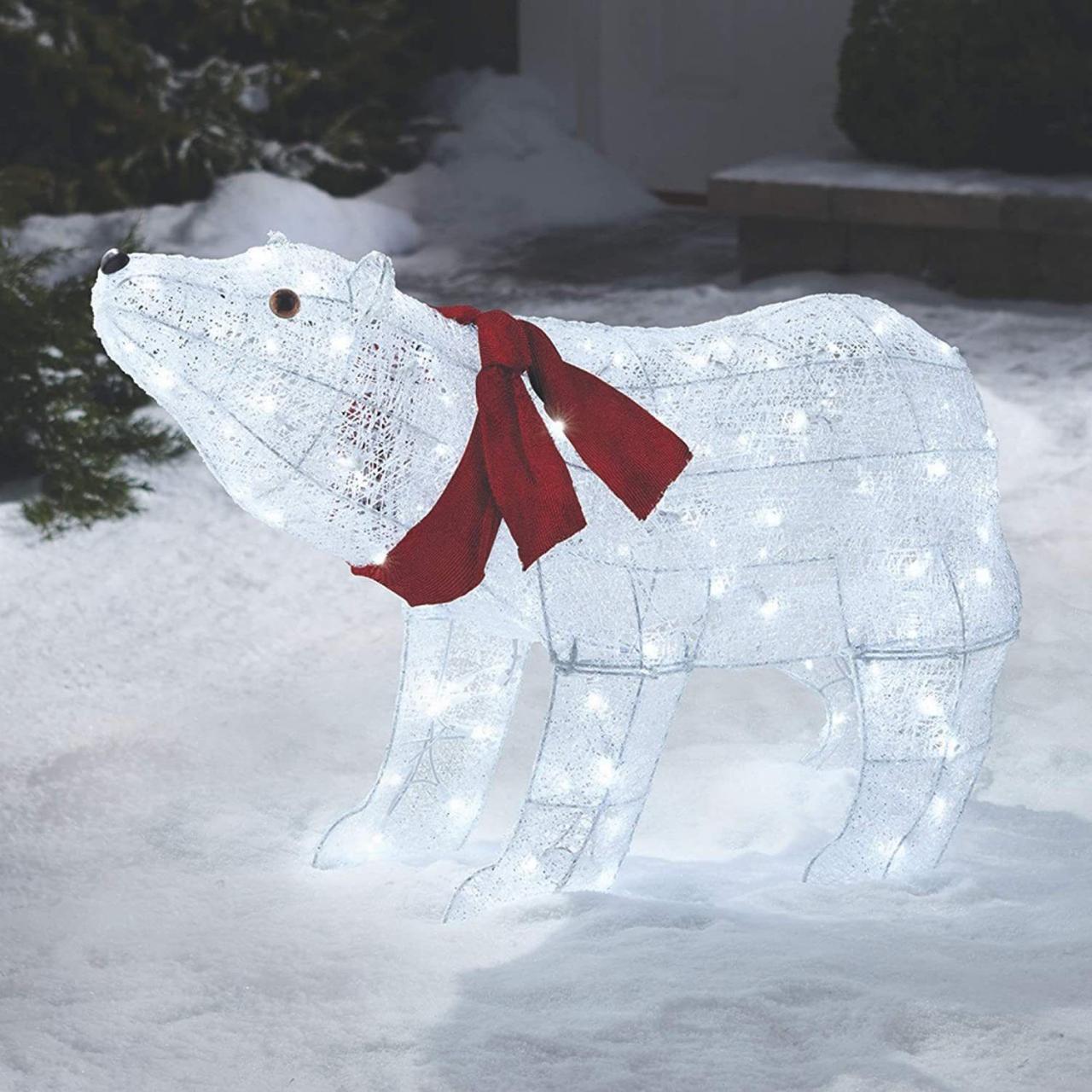 polar bear outdoor christmas decor Lit LED Light Up Polar Bear Outdoor Christmas Lawn Decoration Artificial Christmas… Outdoor