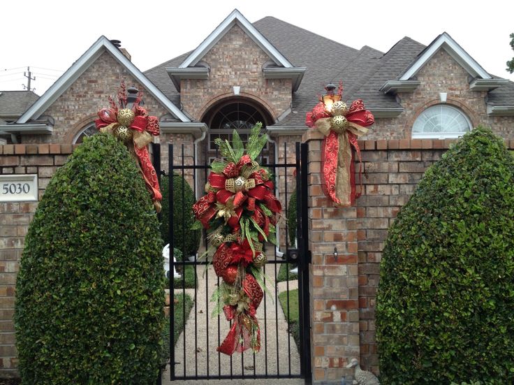 christmas decorations for outdoor gate Christmas teardrop front gate designed by Arcadia Floral & Home Decor