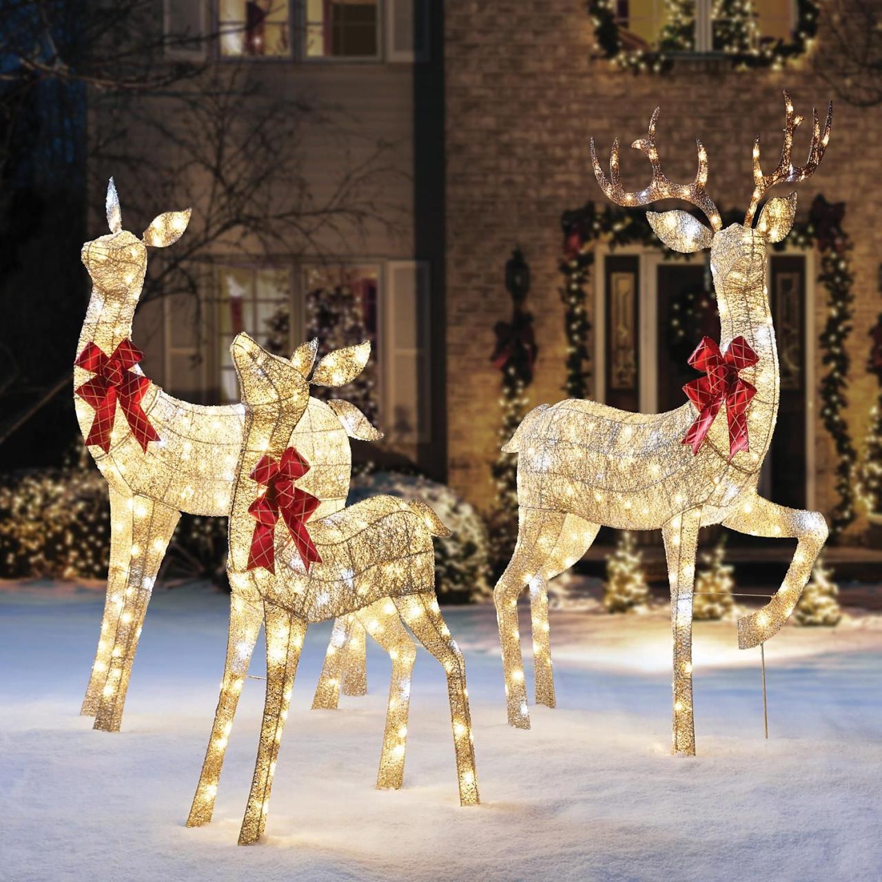 christmas decor sam's club Member's Mark 3Piece Gold Mesh Deer Family Sam's Club Outdoor christmas decorations