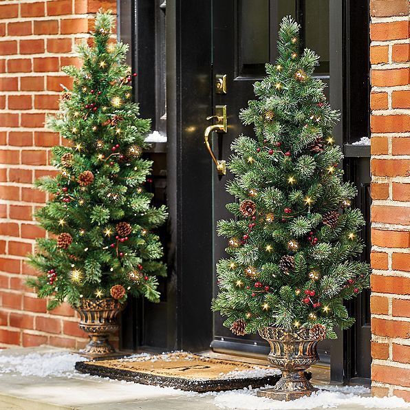 outdoor christmas decor battery operated 4' Lighted Pre Lit Battery Operated Porch Tree Christmas Entryway Outdoor Decor eBay