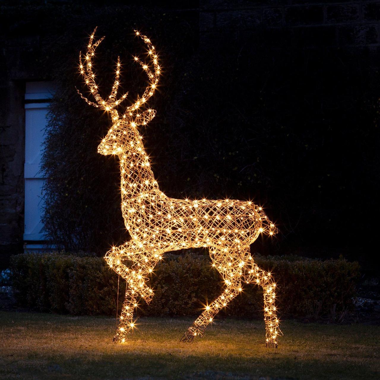 rattan christmas decorations outdoor 2m Studley Rattan Stag Light Up Reindeer Outdoor christmas figures