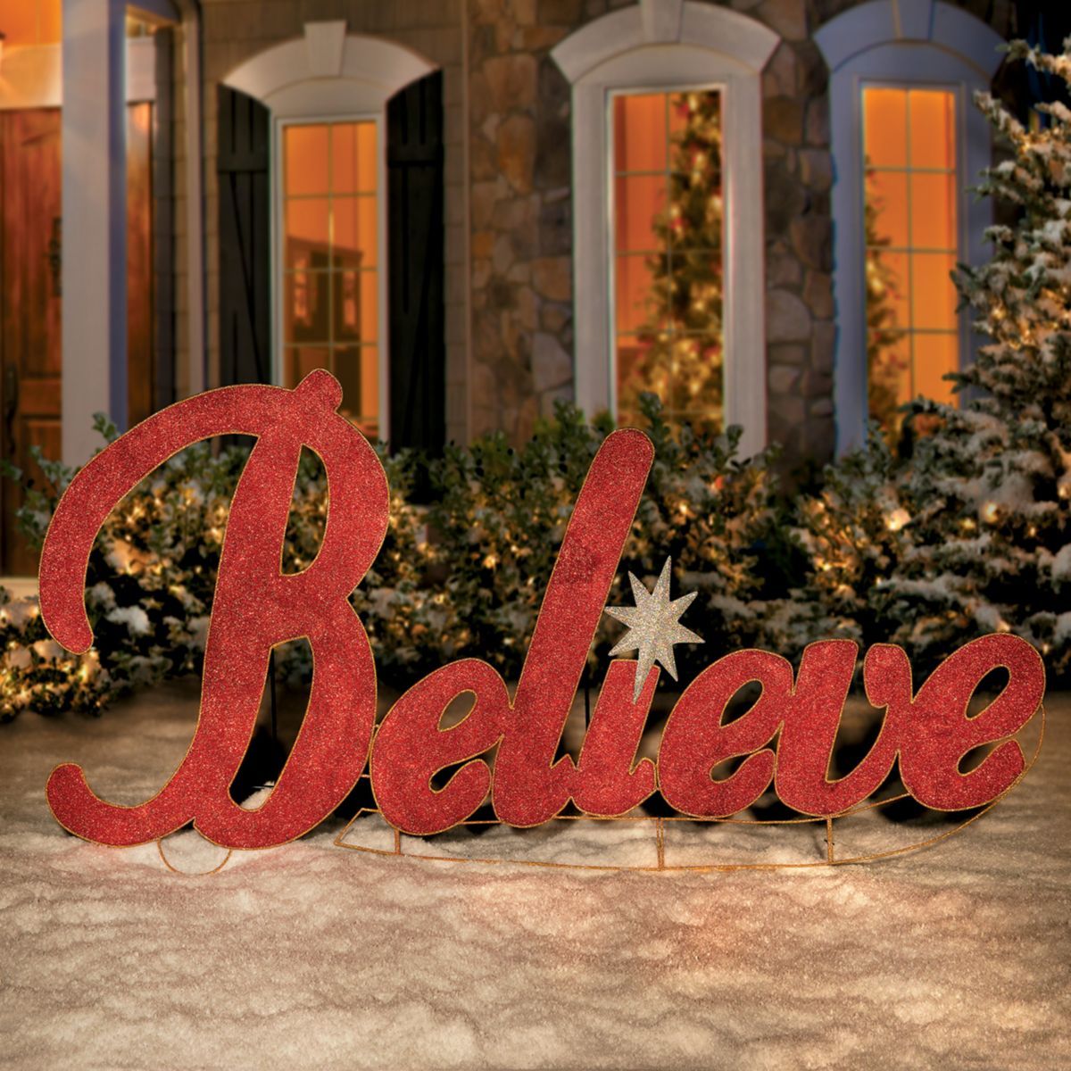 metal christmas yard decor Metal Believe Christmas Yard Decor Outdoor christmas decorations