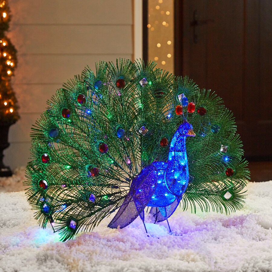 lowes christmas outdoor decor Holiday Living 36in Long Lighted Peacock in the Outdoor Christmas