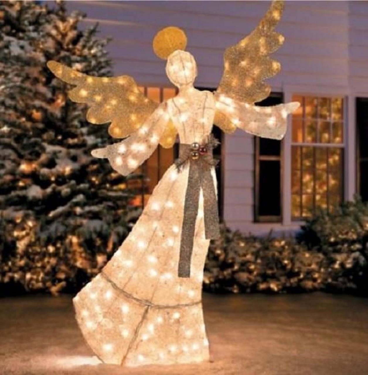 pre lit outdoor christmas decor Angels Lighted Yard Displays Christmas Wikii