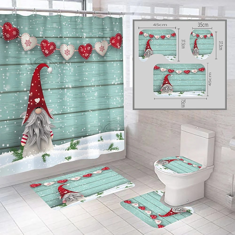 christmas bathroom decor walmart 4piece Christmas Bathroom Set, Traditional Scandinavian Christmas Gnome Christmas Bathroom