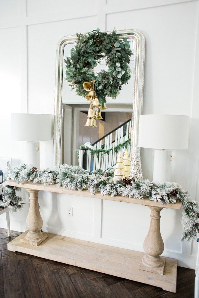 christmas decor for console table Christmas Console Table Decor Console table decorating, Farmhouse christmas console table