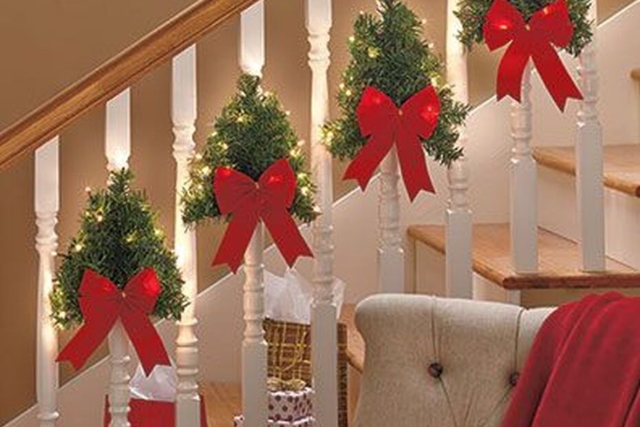 christmas decor for banister 35 Incredible Diy Hang Ornaments Stair Railing Ideas For Christmas