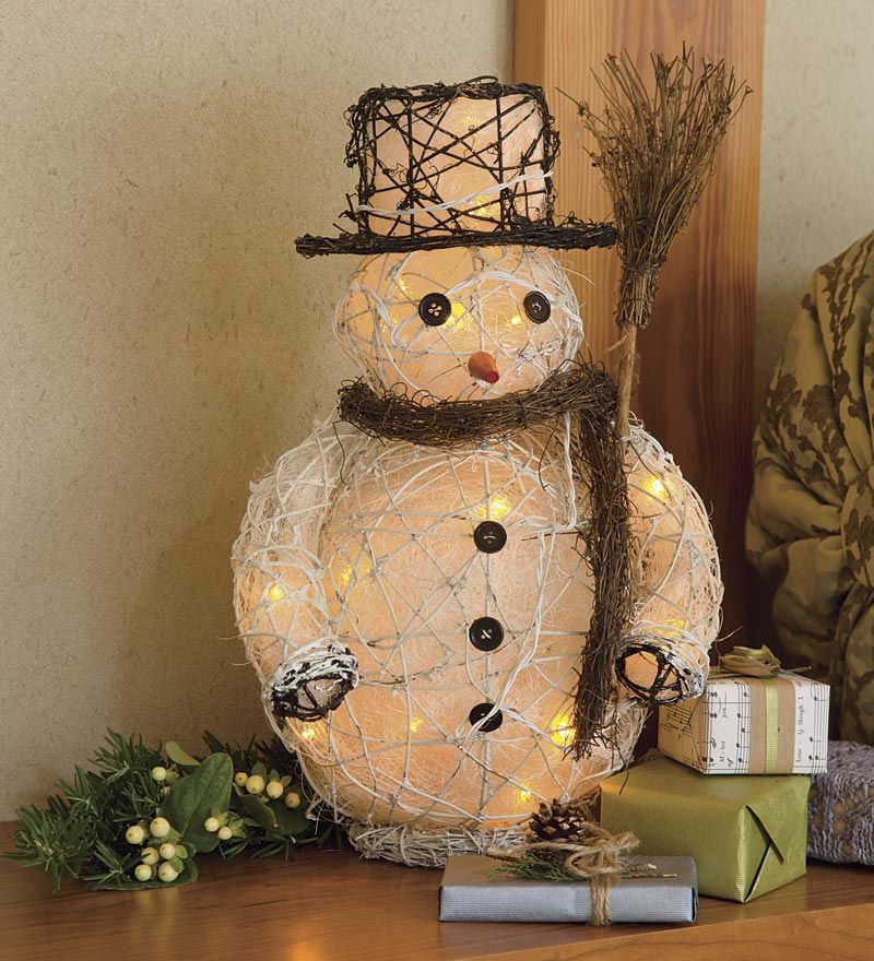 christmas snowman decorations indoor Small Rattan Snowman Accent Holiday lights, Indoor holiday decor