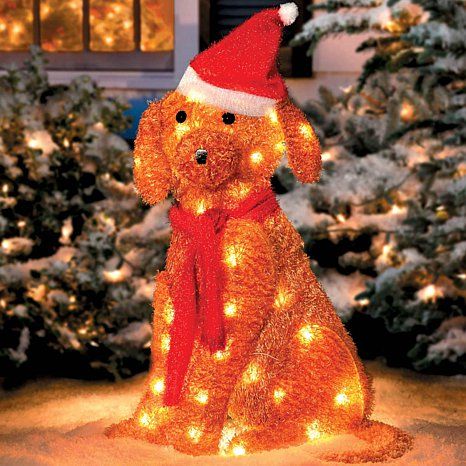 christmas golden retriever decor Improvements Lighted Golden Retriever with Santa Hat Decorating with