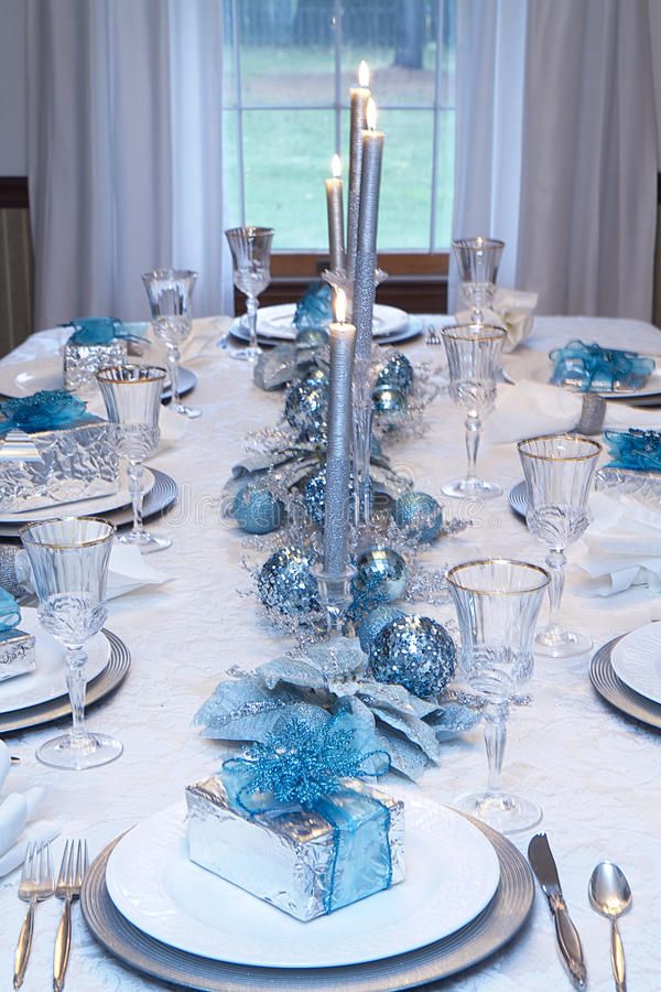 blue christmas tabletop decor 30+ Blue Christmas Table Decorations