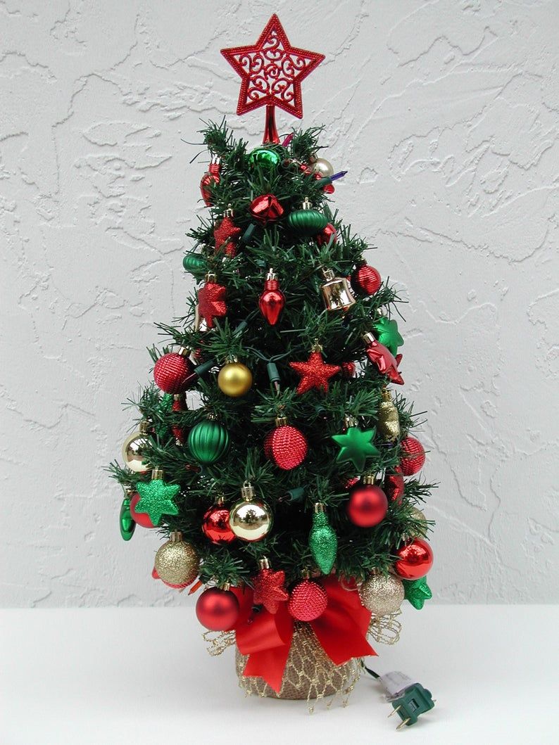 mini christmas tree decor Miniature Christmas Tree Fully Decorated Tree 50 Color Etsy Miniature christmas, Miniature