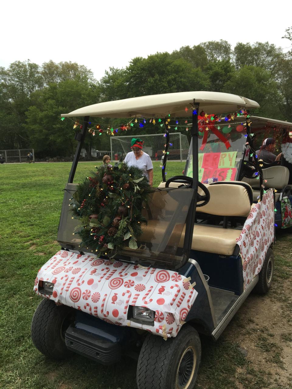 christmas decor for golf carts Christmas in July at Strawberry Park Christmas golf, Golf carts, Golf cart decorations