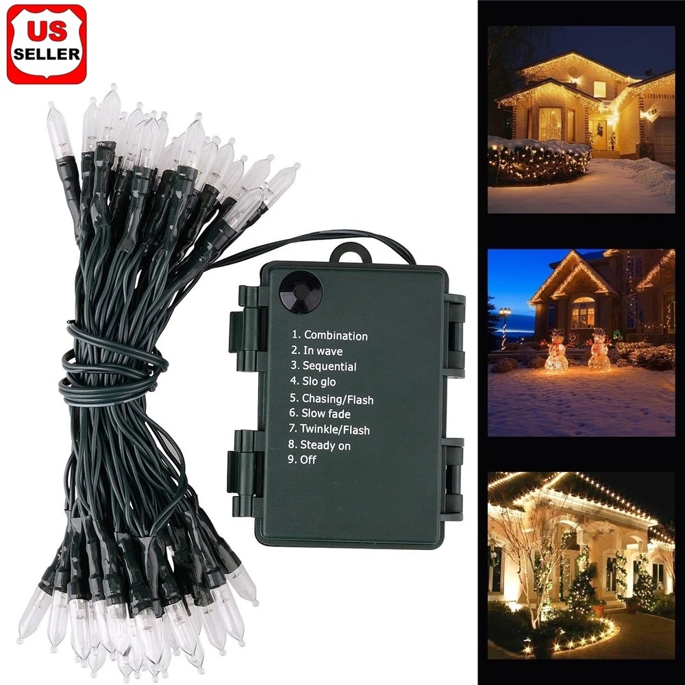 outdoor christmas decorations battery operated lights Outdoor Christmas Lights Battery Operated 50 LED Mini String Light with