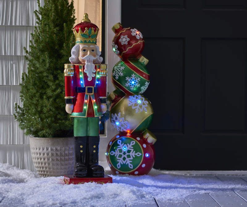 christmas decor at big lots Winter Wonder Lane LightUp Christmas Stacked Ornaments Tabletop Decor Big Lots Giant