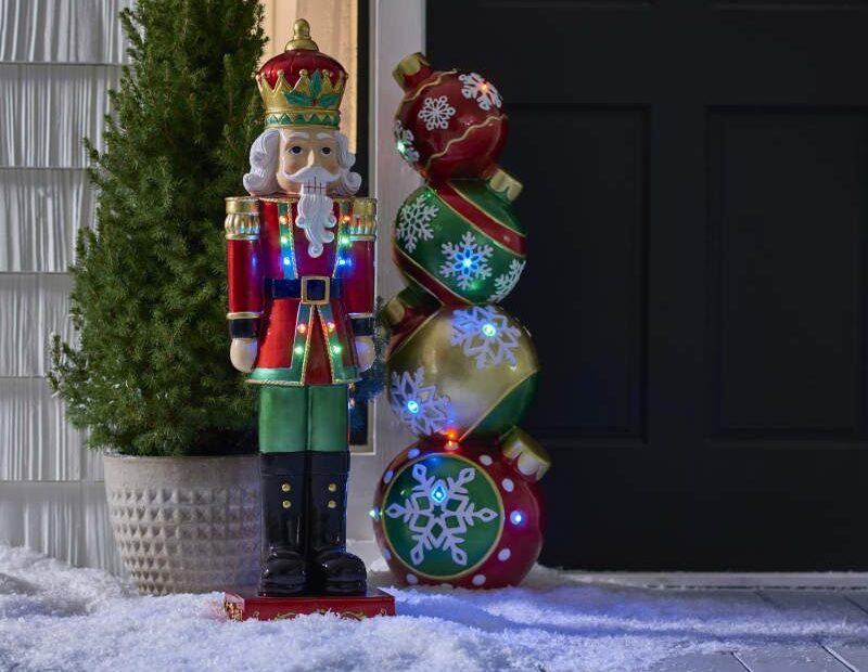 big lots christmas decor Winter Wonder Lane LightUp Christmas Stacked Ornaments Tabletop Decor Big Lots Giant