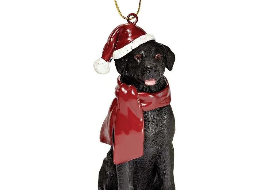 black lab christmas decor Black Labrador Retriever Holiday Dog Ornament Sculpture