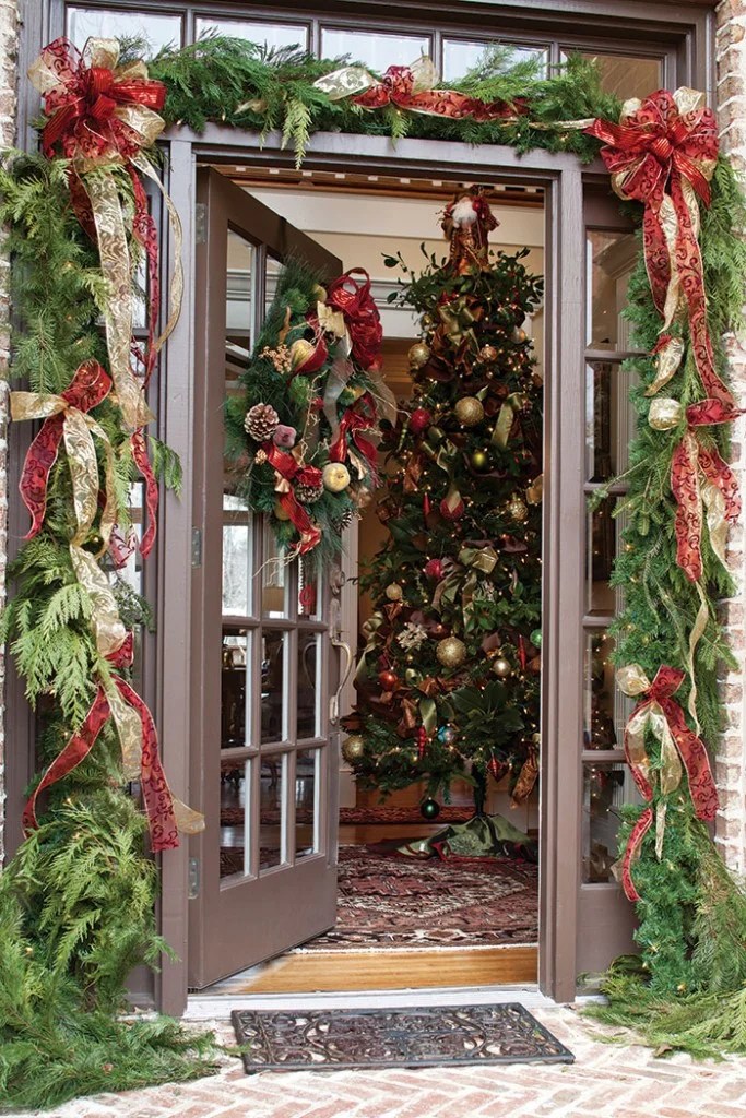 christmas front door decor ideas 40 Fantastic Christmas Door Decorating Ideas Interior Vogue