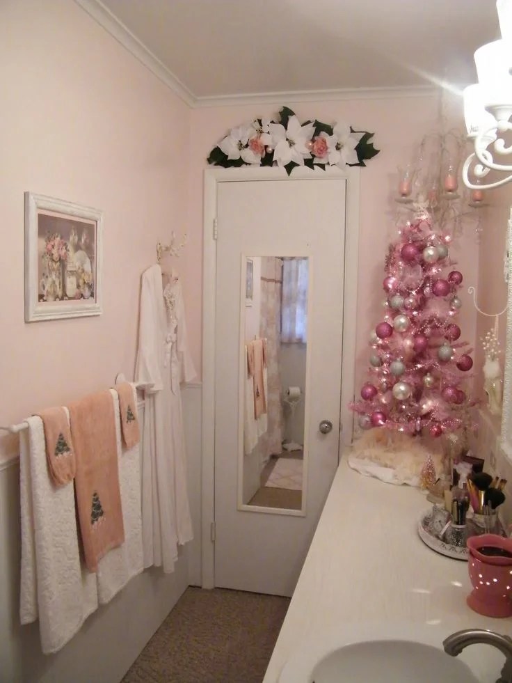 pink christmas bathroom decor Bathroom Christmas Decorations Ideas Decoration Love