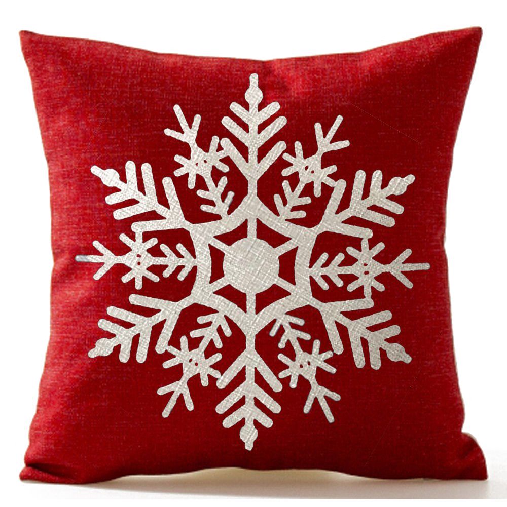 christmas decor throw pillows Beautiful Snowflake In Red Merry Christmas Gifts flax Throw Pillow Case Cushion Cover Home Decor