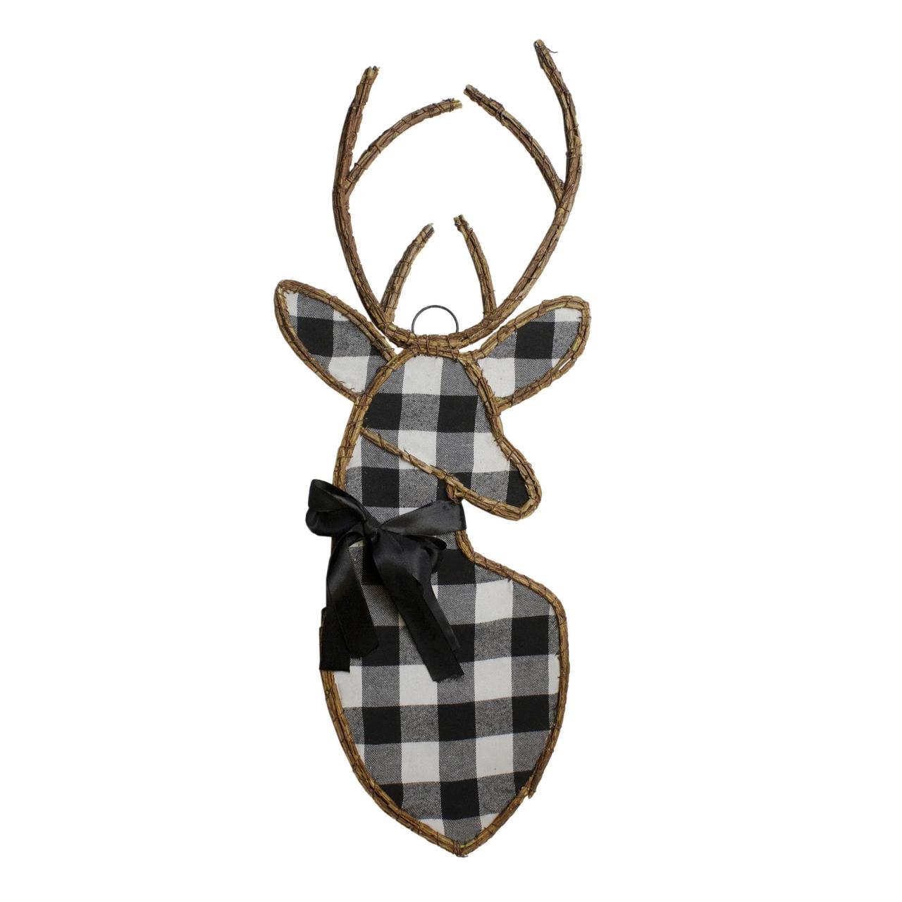 black deer christmas decor Black and White Fabric Deer Head Christmas Wall Decor