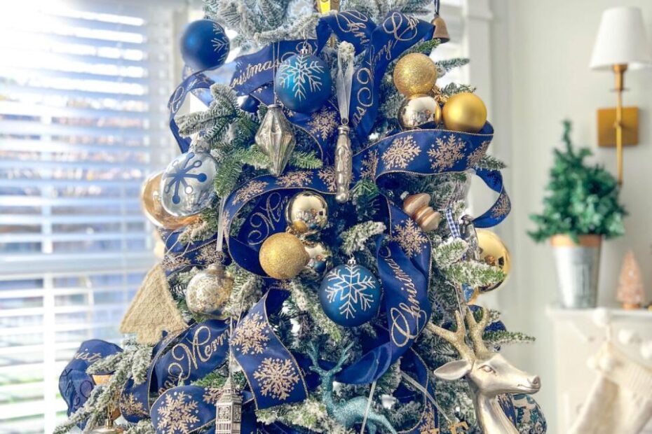 blue and gold christmas tree decor Blue And Gold Ideas