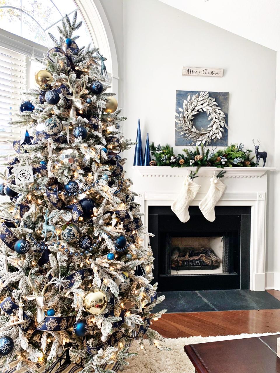 blue and silver christmas decor Blue and Silver Christmas Tree for the Living Room 2 Bees in a Pod